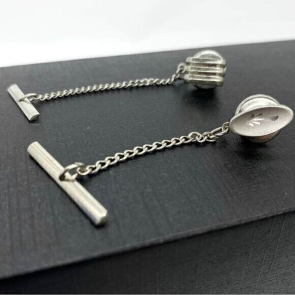 Vintage Tie Tack Lapel Pins Silver Tone Swank